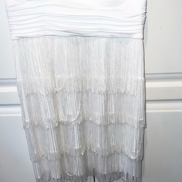 Boston Proper Flirty Fringe Mini Dress Pure White Sz 10 - Picture 4 of 7